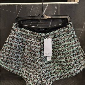 AKIRA High Waist Tweed Shorts - Multicolor size M new w tags